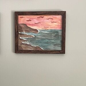 Coastal Sunset Watercolor Painting UNFRAMED